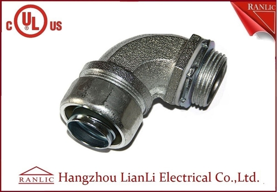 China O conector flexível isolado alistado UL do ferro maleável de 1/2” fechamento de aço apertado líquido galvanizou 90 graus fornecedor